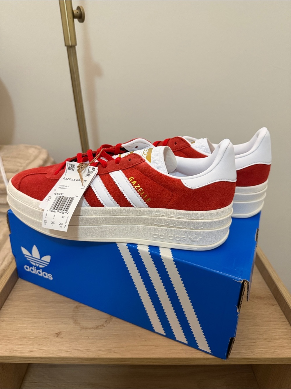 adidas Gazelle Platform Sneakers - Red & White